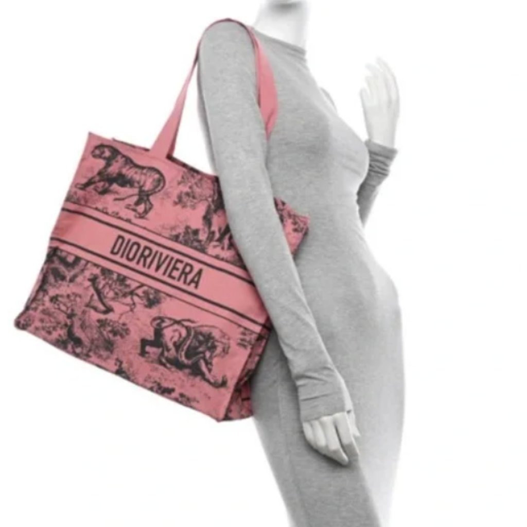 Nwot Dior Dark Pink Canvas Dioriviera Book Tote